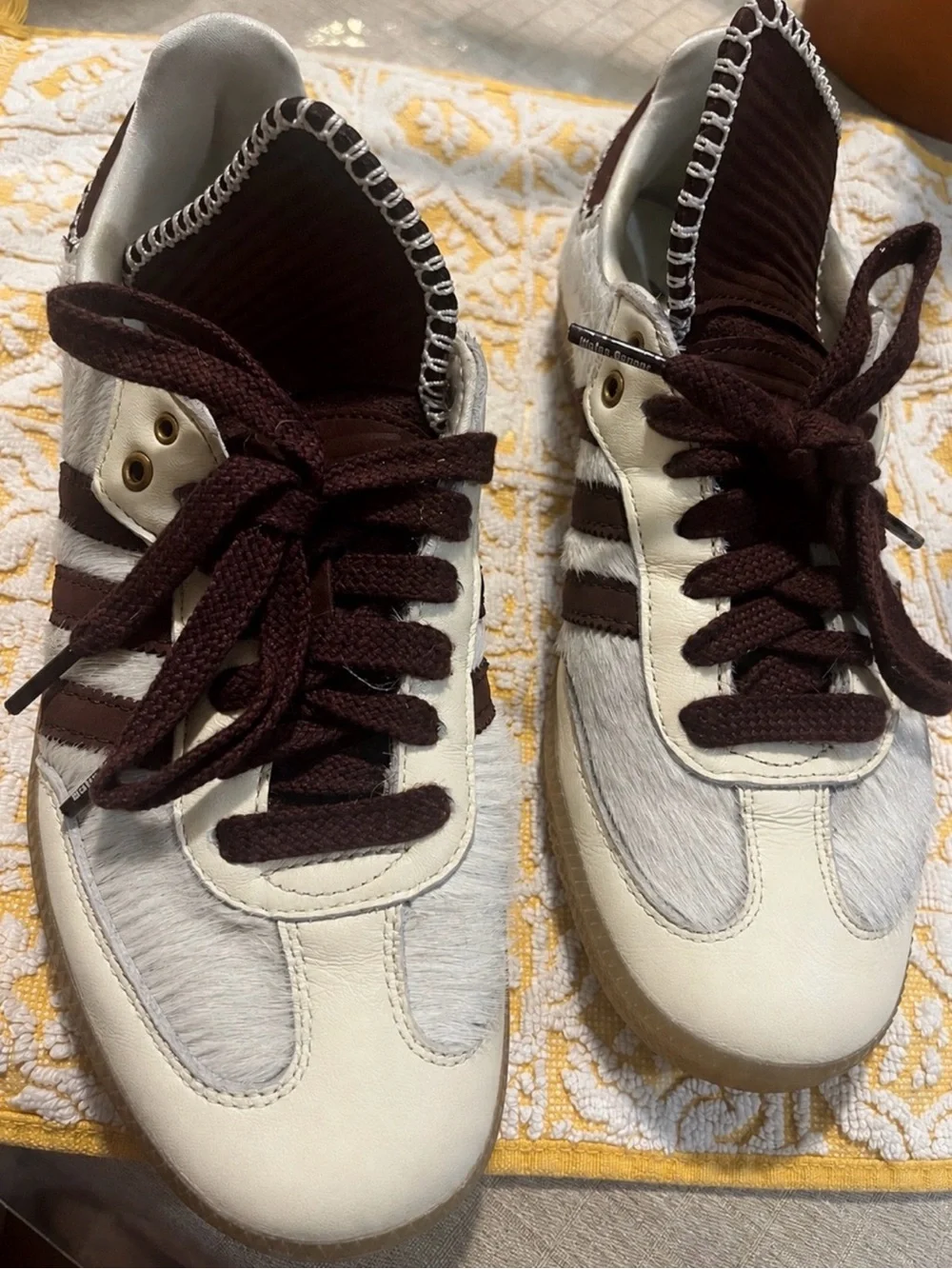 Wales Bonner x adidas Samba premium, shaggy cream-white pony hair Sneakers M6